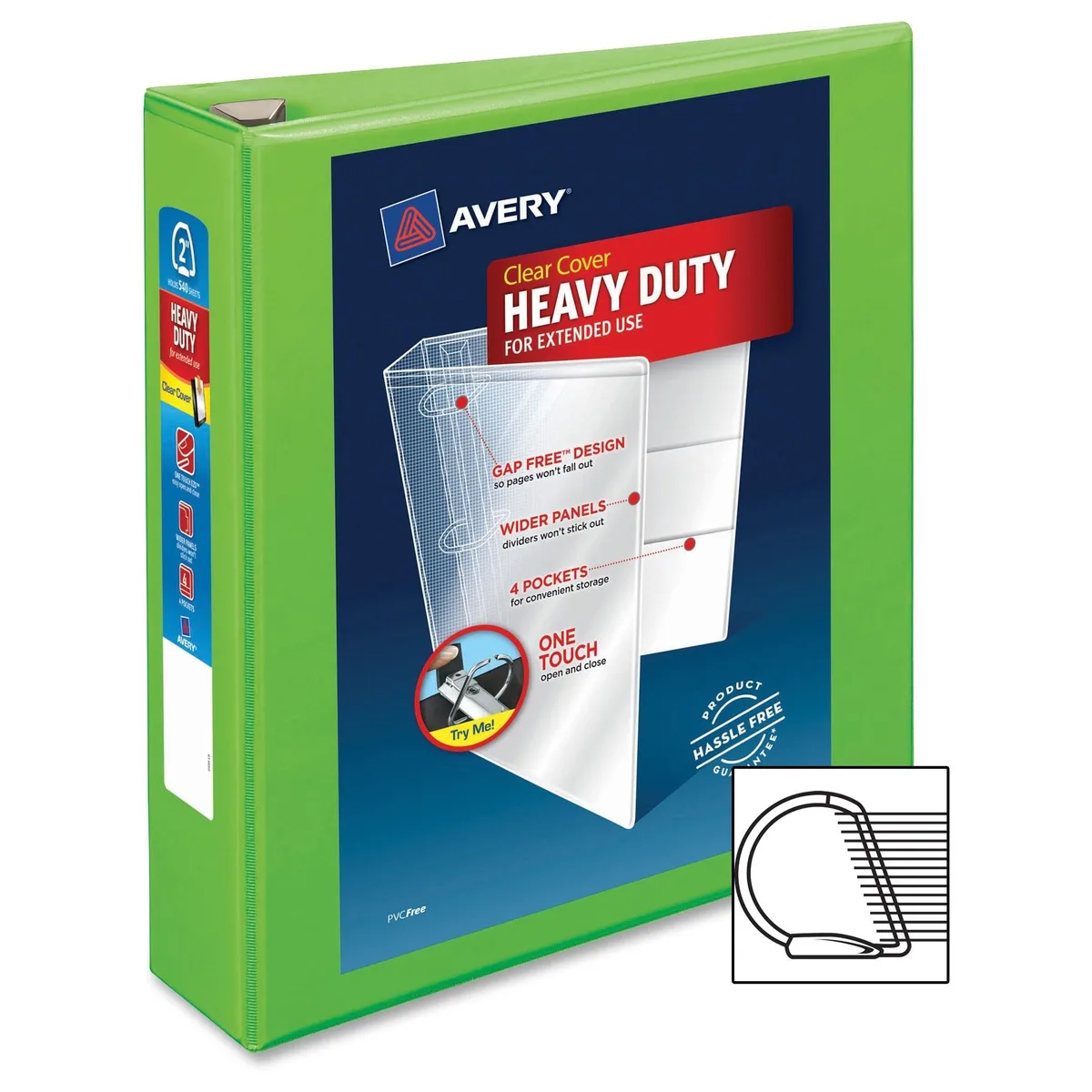 Avery Avery AVE79776 Heavy-Duty View Binder 2" Chartreuse 540 Sheets 11 x 8.5 in — product photo