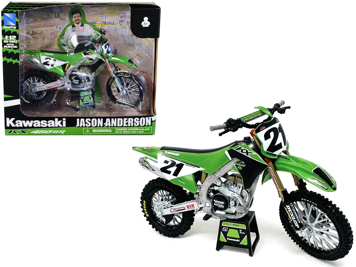 New Ray Toys New Ray Toys Kawasaki KX450SR #21 Jason Anderson 1/12 Diecast Motorcycle — product photo
