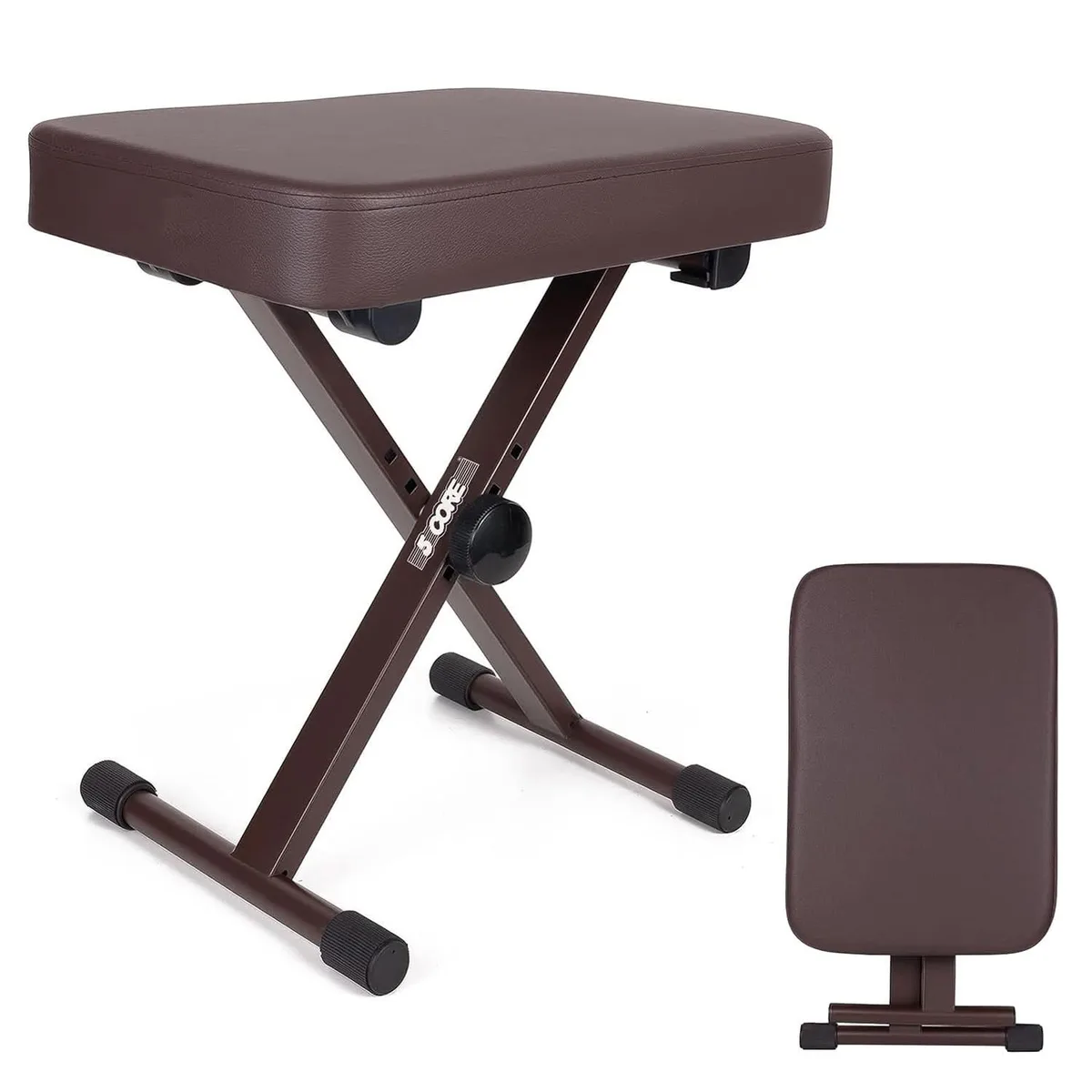 5 Core 5 Core KBB BR HD Keyboard Bench Brown 3 Inch Padded Height Adjustable Folding — product photo
