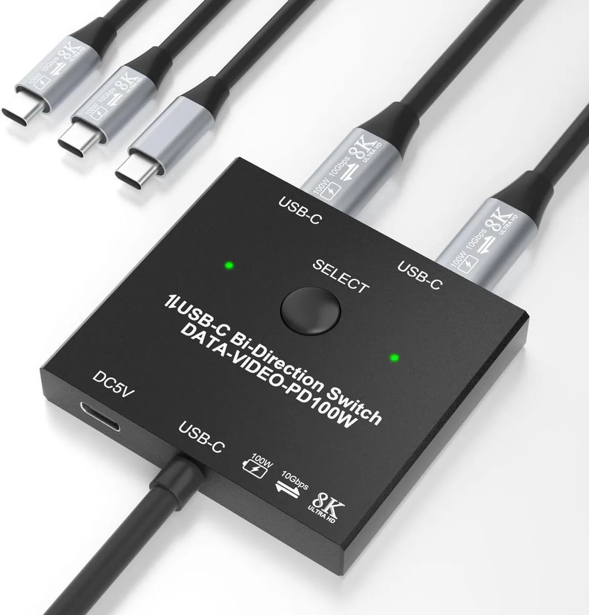 Vszerda Vszerda 2-Port Bi-Directional USB-C KVM Switch 8K60 10Gbps 100W PD — product photo