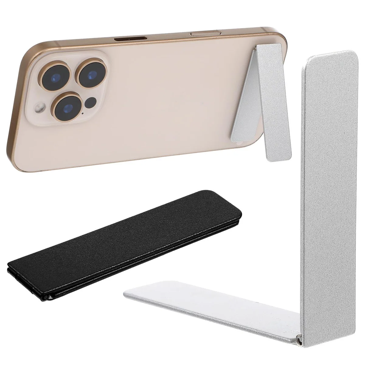 No Sew No Sew 650276_1+Phone Stand 2 Pack Ultra-Thin Foldable Phone Mount Black Silver — product photo
