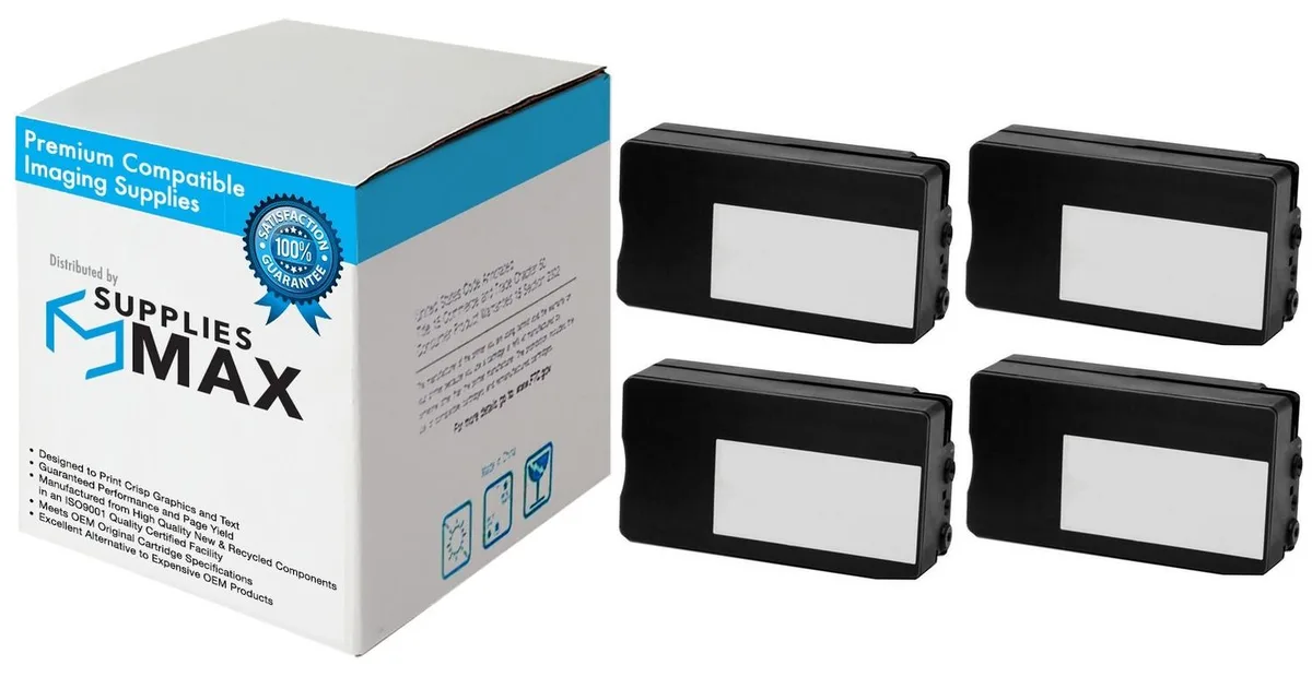 SuppliesMax SuppliesMax Remanufactured Inkjet 4/PK 80 ML Black HP P2V31A_2PK — product photo