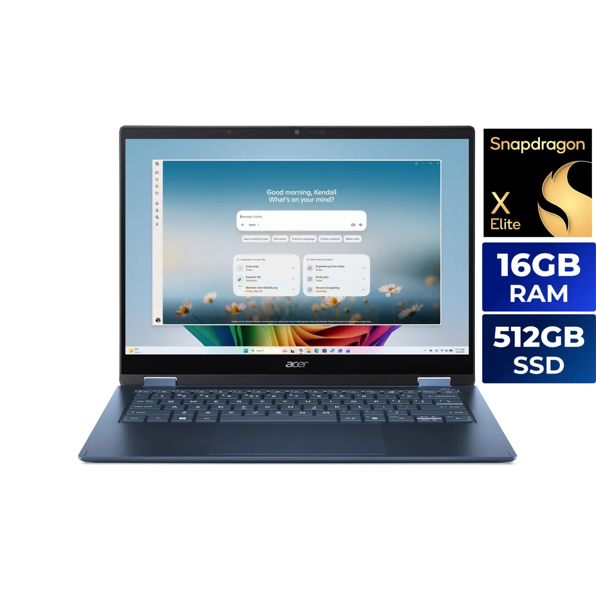 Acer America Acer America NX.W0KAA.002 Swift Spin 14 AI 2-in-1 laptop Snapdragon X2 Elite X2E-78-100 16GB 512GB — product photo
