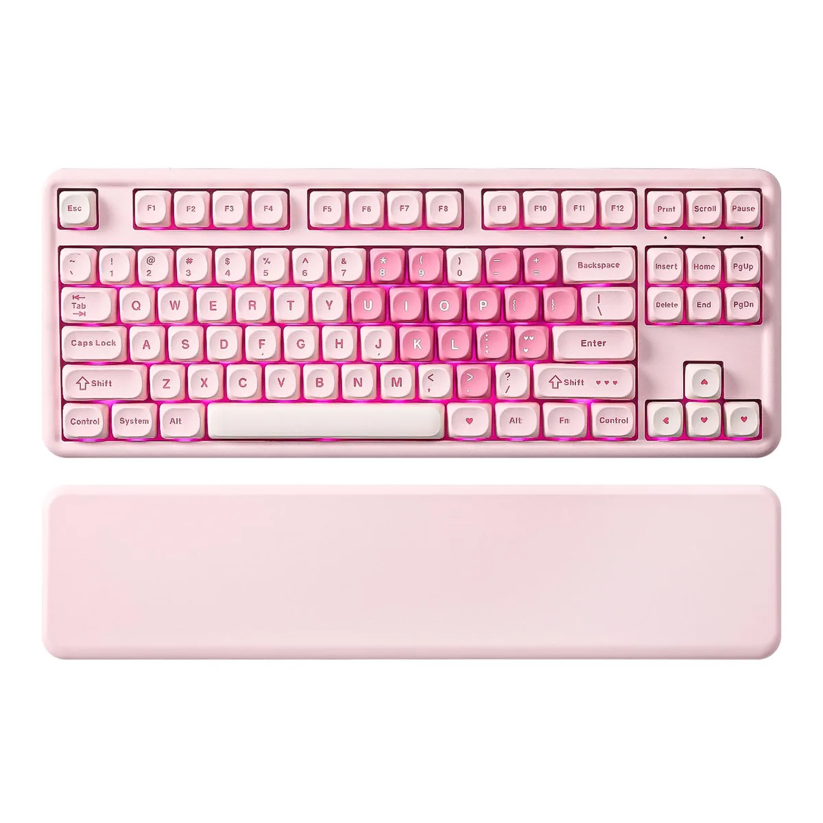 YUNZII YUNZII B87 Heart 87-key TKL wireless mechanical gaming keyboard (Pink, Cocoa V2) — product photo
