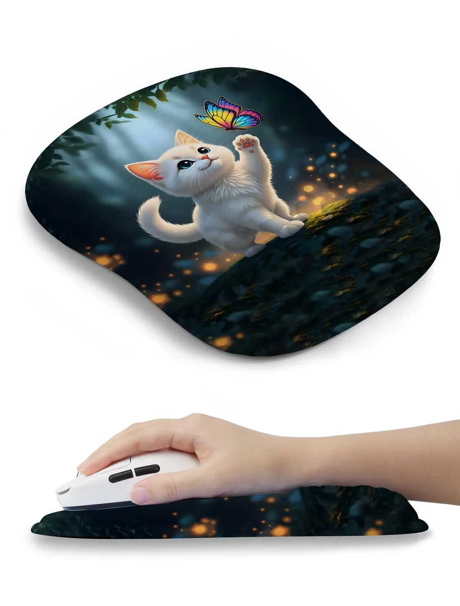  ORIENWEEDA Adorable Kitty Ergonomic Mouse Pad 10.3 x 8.5 in 1.2 in Thick 65% Usable Area — product photo