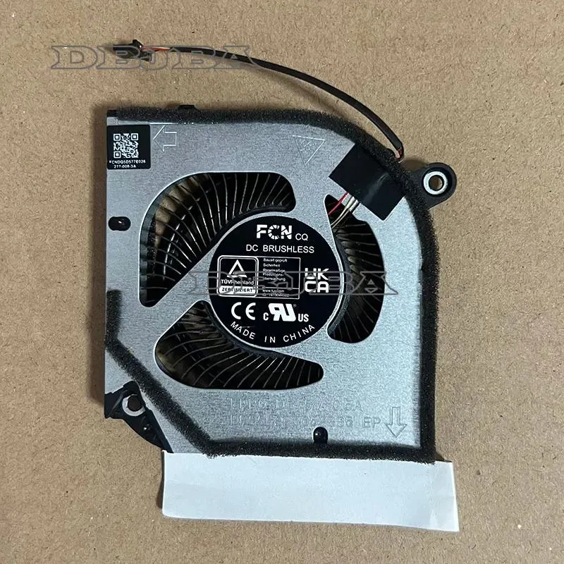Small black rectangular laptop GPU cooling fan with cable connector