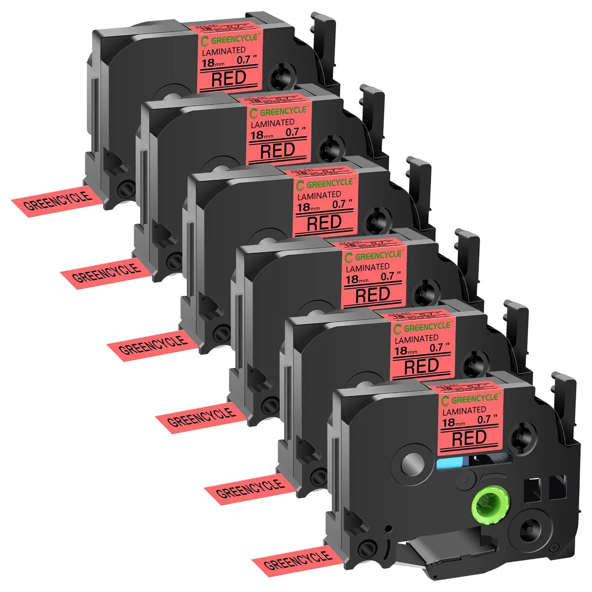 GREENCYCLE GREENCYCLE TZe-441 18mm Black on Red Label Tape 6 Pack — product photo