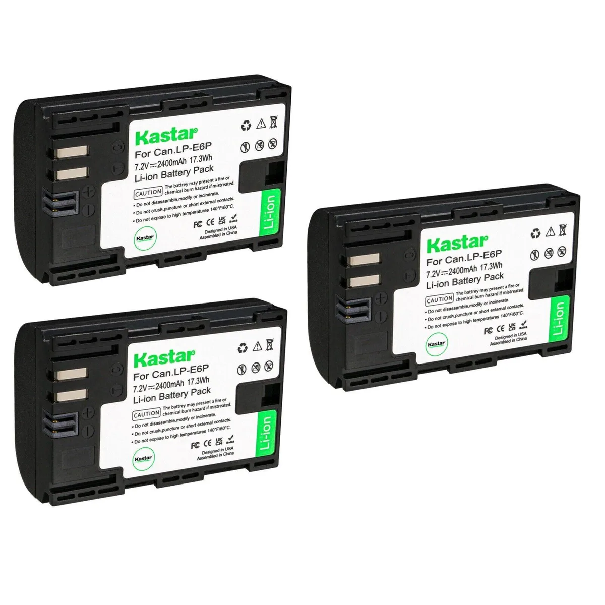 Kastar Kastar LP-E6P 3-pack camera battery 2400mAh 17.3Wh — product photo