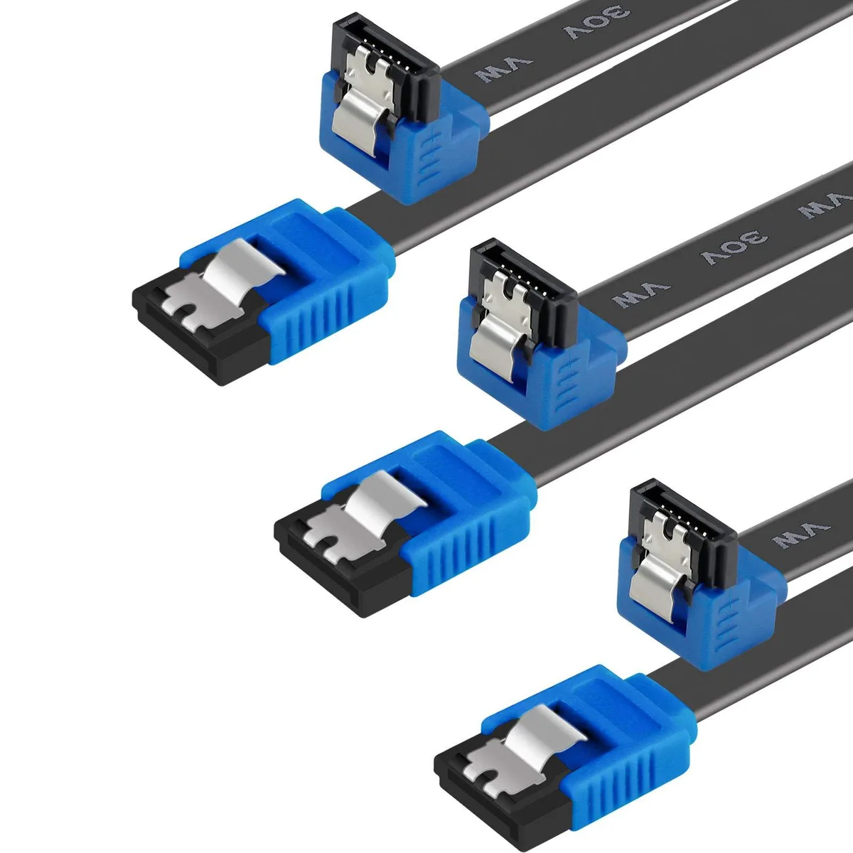  BENFEI 000220black-3p SATA III 90-degree locking cable 18in 3-pack — product photo