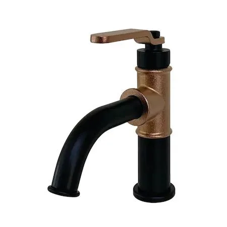 KINGSTON BRASS KINGSTON BRASS KS2827KL Whitaker Single-Handle Metering Faucet Push Pop-Up Matte Black Rose Gold — product photo