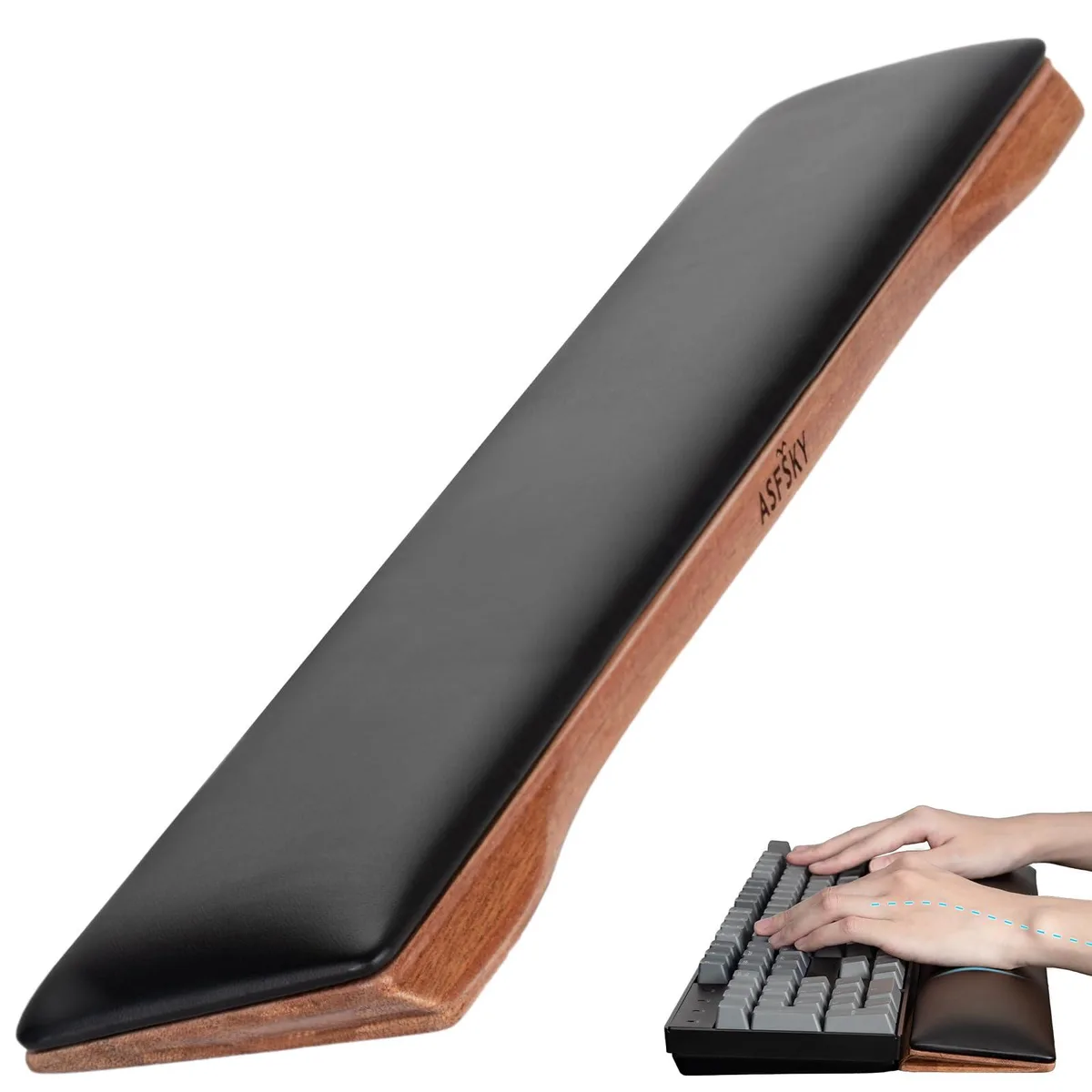  Keychron Wooden Wrist Rest Black 17.6 x 3.3 x .79 inches — product photo