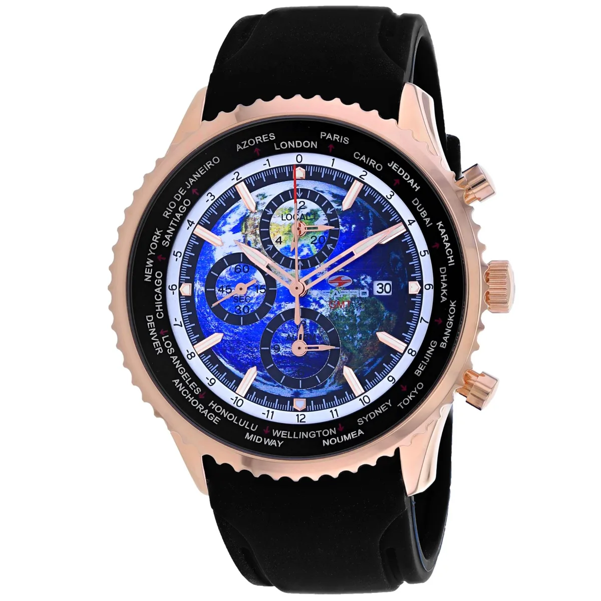 SEAPRO SEAPRO Men's Meridian World Timer GMT Blue Dial Rubber Strap 10 ATM — product photo