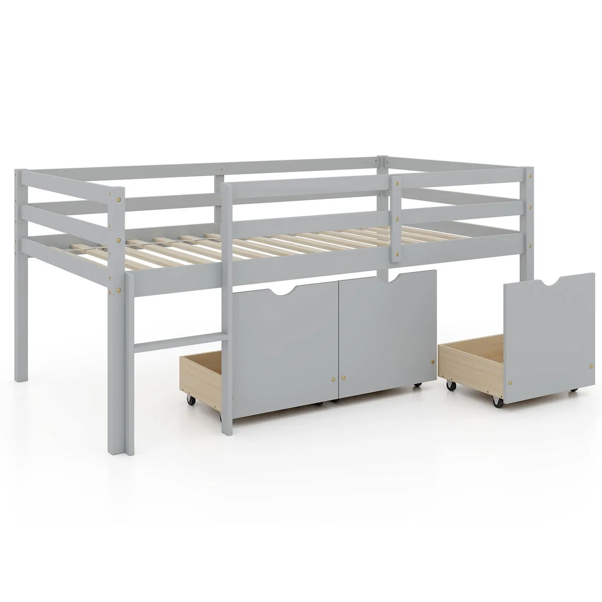 SlickBlue SlickBlue Twin Low Loft Bed with 3 Drawers Gray — product photo