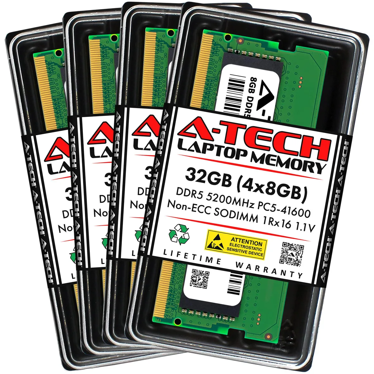 A-Tech A-Tech 32GB (4x8GB) DDR5 5200 SODIMM CL42 1.1V laptop RAM — product photo