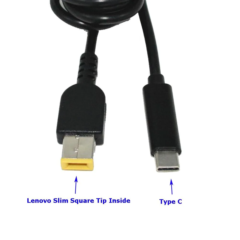 Lirealar Lirealar USB-C to Lenovo Slim Square Tip Cable 1.5m 3A 65W PD Black — product photo