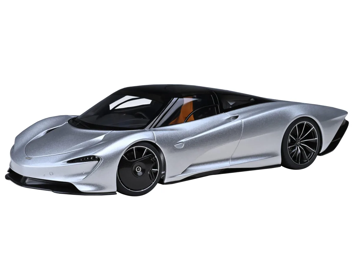Autoart Autoart McLaren Speedtail Supernova Silver Metallic Black Top Suitcase 1/18 hobby collectible — product photo