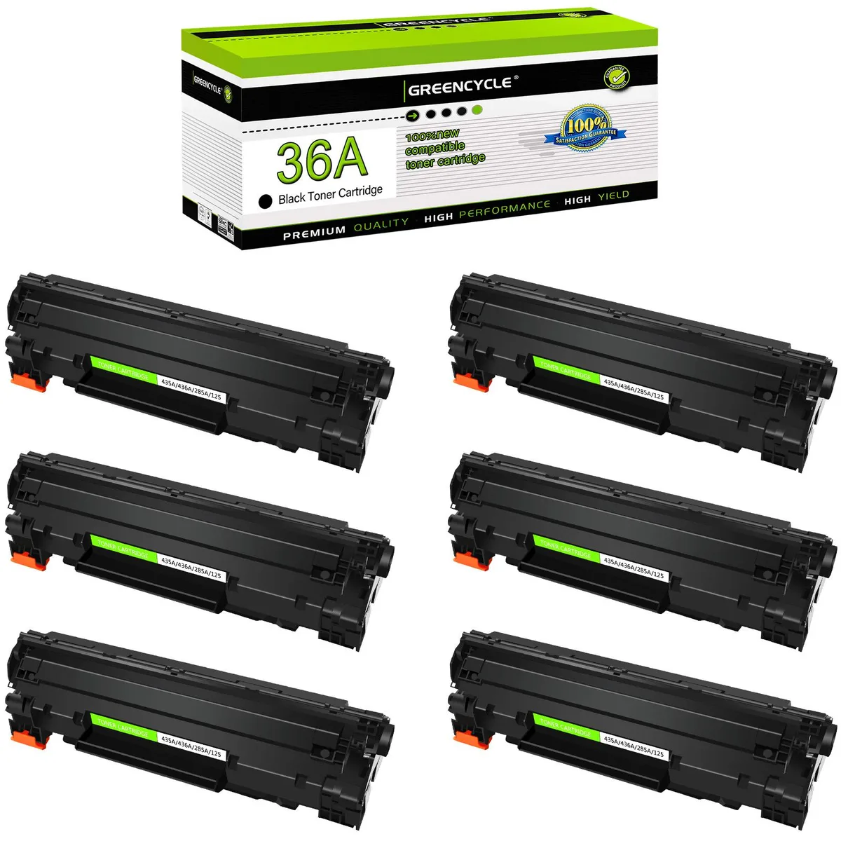 GREENCYCLE GREENCYCLE 36A CB436A Black Toner Cartridge 6-Pack 2000 Pages — product photo