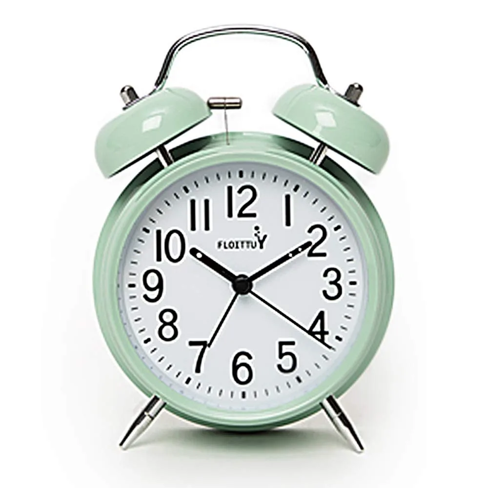  4" Twin Bell Alarm Clock Green 4.5 x 3.81 x 6.5 in — product photo