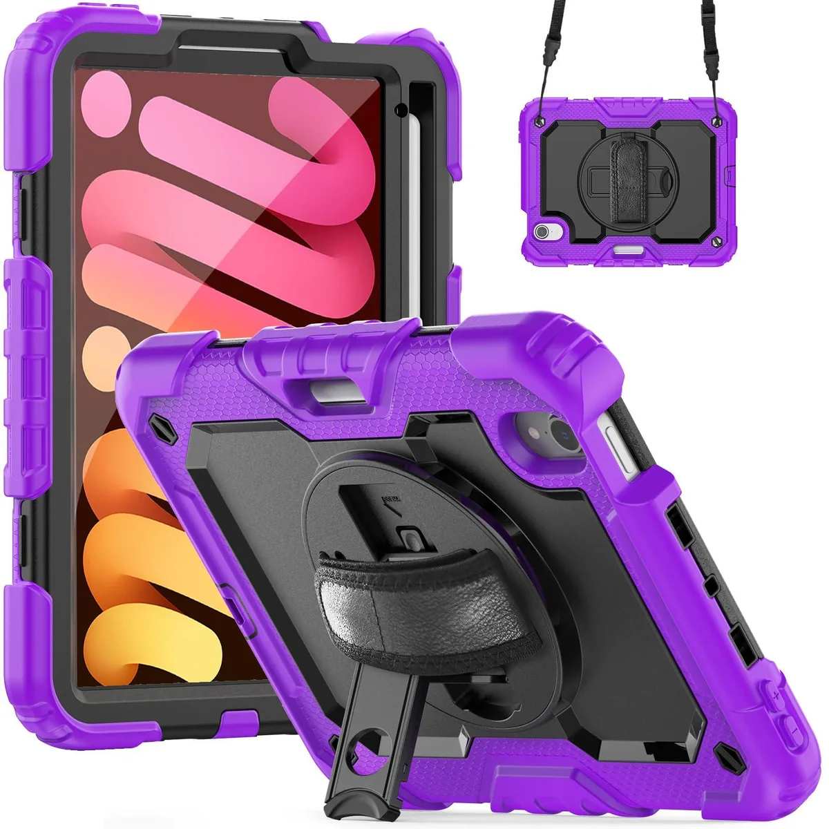 Timoom Timoom Heavy Duty Shockproof Case 8.3" Purple 360° Stand Strap — product photo