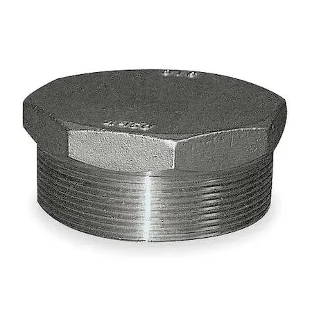 Hexagonal stainless steel pipe plug with male threads, 37 mm long
