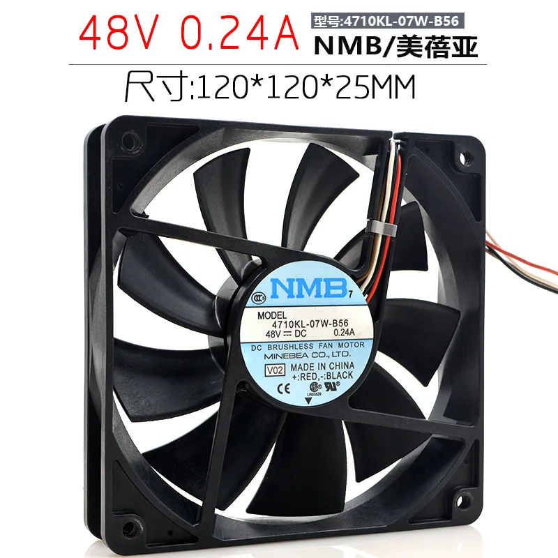 Zyvpee Zyvpee 4710KL-07W-B56 120mm 48V 0.24A 3-wire case fan — product photo