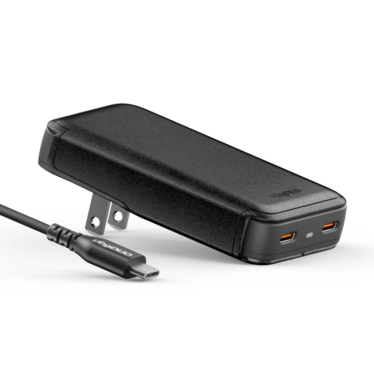 VogDUO International Corp. VogDUO International Corp. 65W USB-C Wall Charger 2 Port Foldable Plug GaN PD Leather Black — product photo
