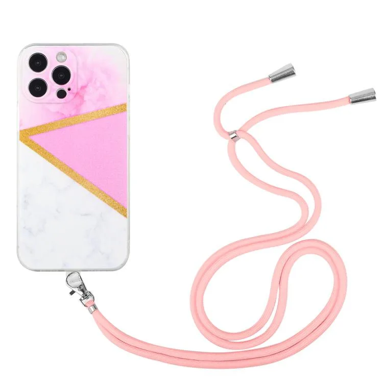 allentian allentian iPhone 14 Lanyard Marble TPU Case Pink — product photo