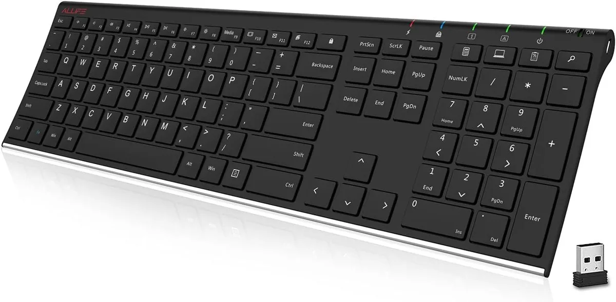 usbroway usbroway 2.4G Wireless Gaming Keyboard Stainless Steel Ultra Slim Full Size .6in 14.9oz — product photo