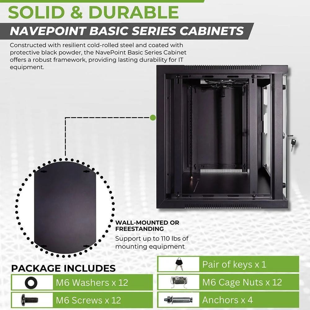 PISKEKAT PISKEKAT 9U Wall Mount Network Cabinet 19" 17.7 Deep 2 Fans Pre-Assembled — product photo