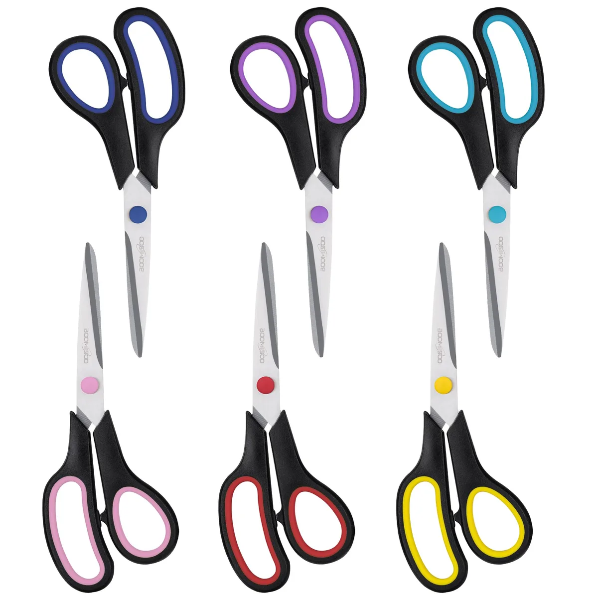  BOOMIBOO Scissors 6 pack 8 inch Black JD-24pcs — product photo