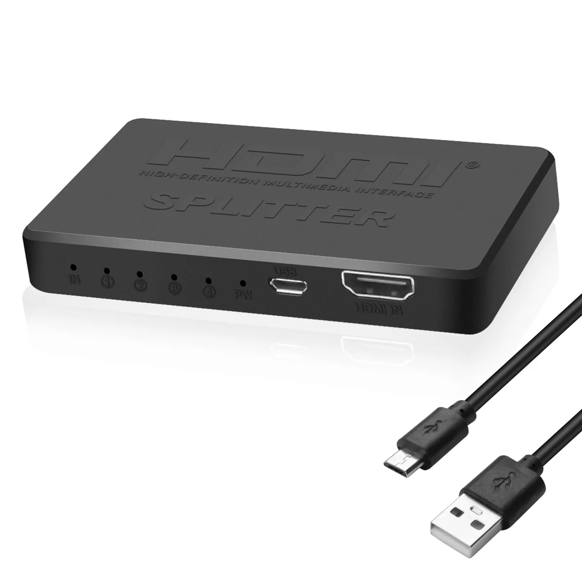 BUCIER BUCIER 1x4 HDMI Splitter 4K 30Hz 12m/20m Black — product photo