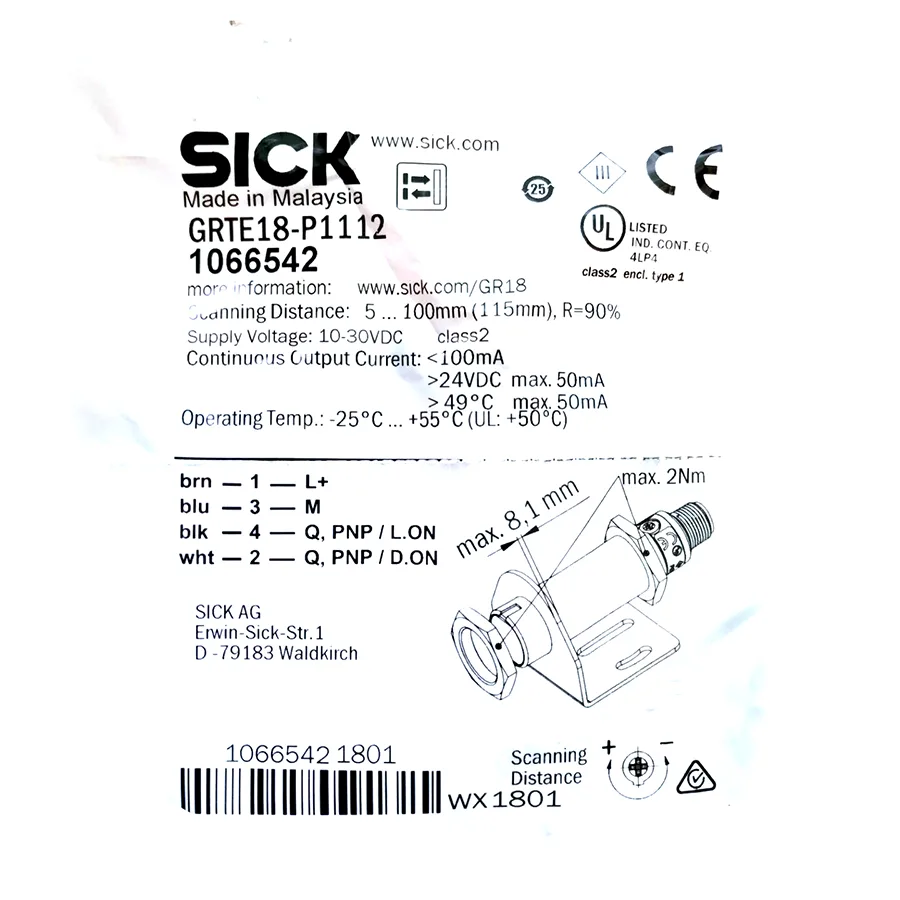 Sick Sick GRTE18-P1112 Cylindrical Photoelectric Sensor PNP — product photo