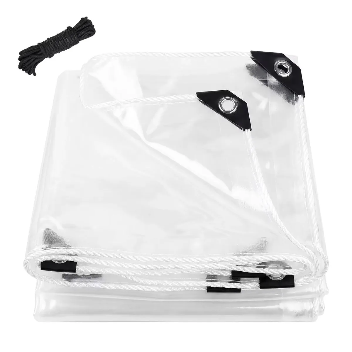  Clear Vinyl Tarp 4x6FT 8 mil 80% transparency 19.7 in grommets — product photo