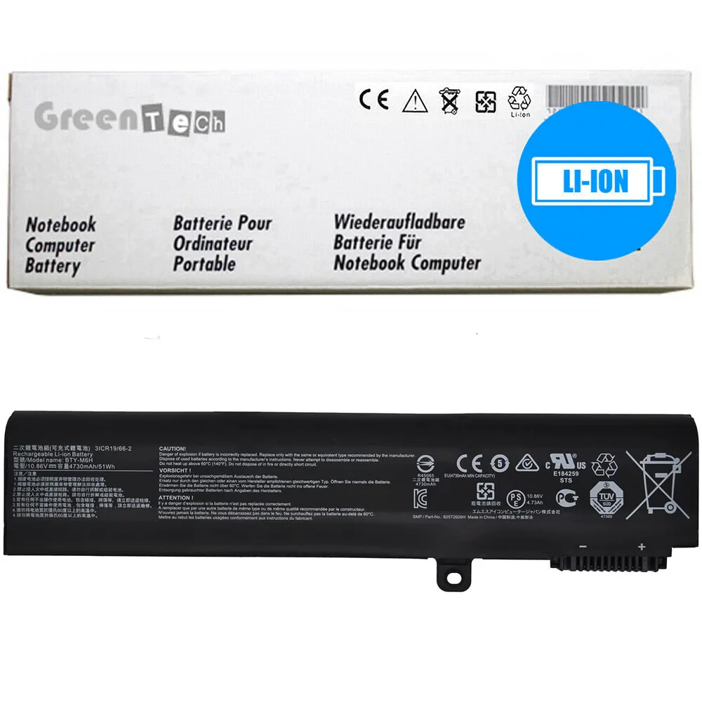 NShi NShi BTY-M6H 10.8V 5200mAh 6-cell laptop battery — product photo