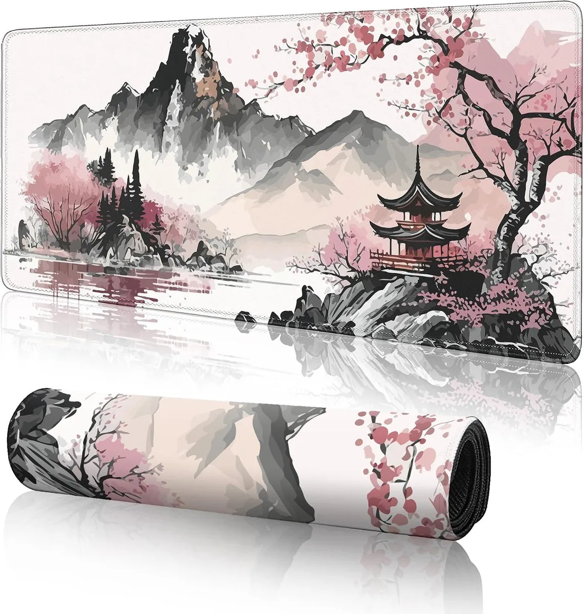 BAOFENG BAOFENG Watercolor Cherry Blossom Extended Mouse Pad 31.5 x 11.8 in — product photo