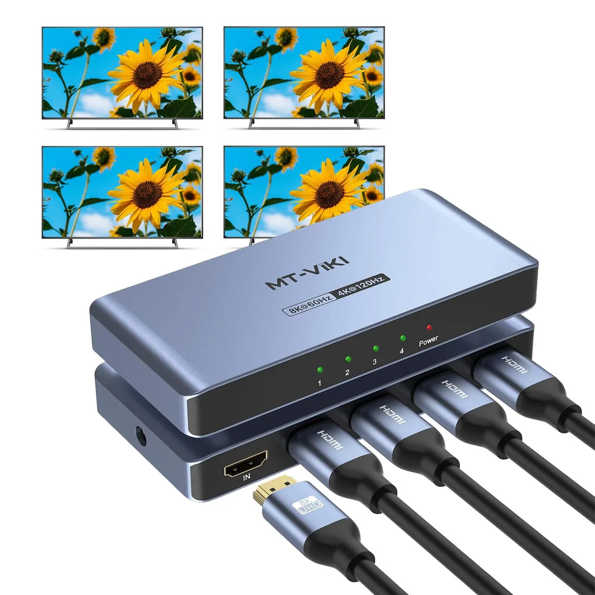 Vszerda Vszerda HDMI Splitter 1x4 8K 60Hz 4K 120Hz HDR EDID HDCP 2.3 video splitter — product photo