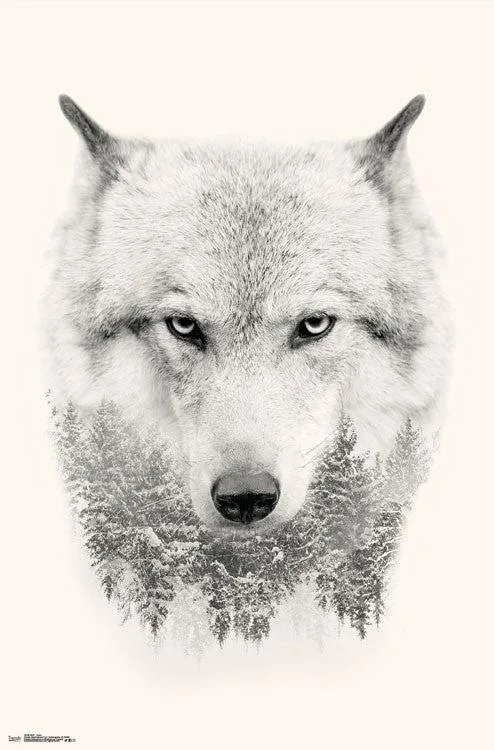 Wolf - Trees poster print, 22 by 34 inches, premium heavy stock paper