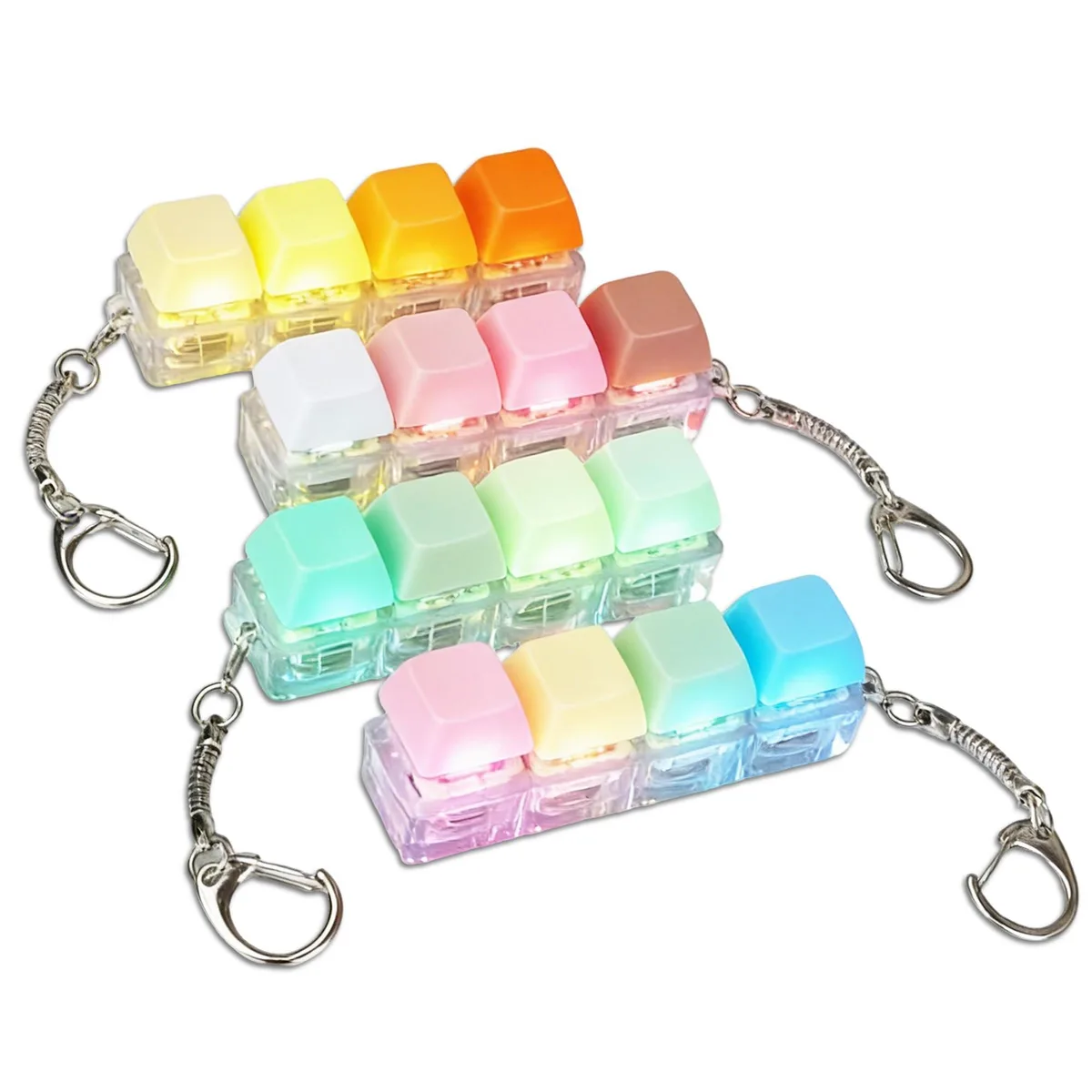  Comnonage Keyboard Fidget Toys 4 Pcs Macaron LED Keychain 7.6 cm 35 g — product photo