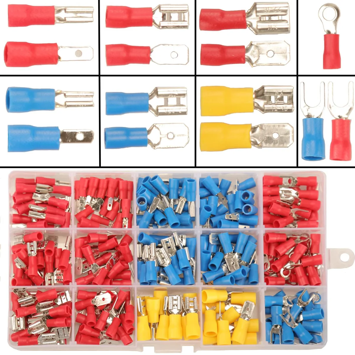  Feggizuli 280pcs Crimp Connectors Kit 15 Types 2.8mm 4.8mm 6.3mm — product photo