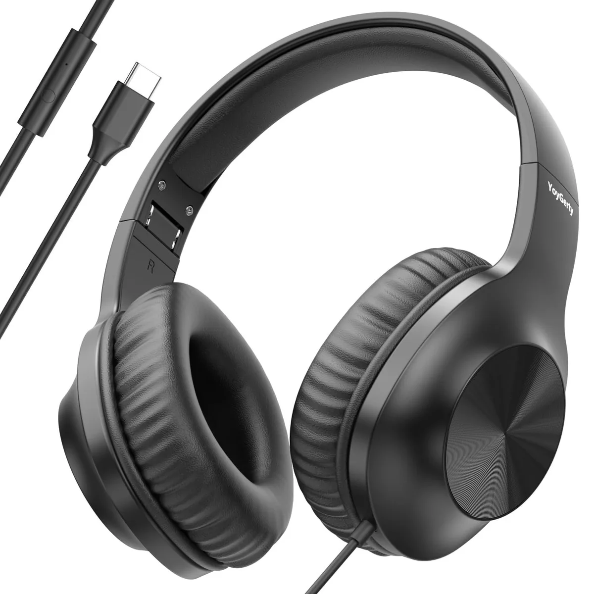 GE Wired Headphones Over-Ear USB-C Black 40mm 32 ohm — product photo