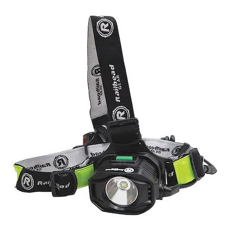Black rechargeable headlamp with transparent lens, headband style, 1000 lm output