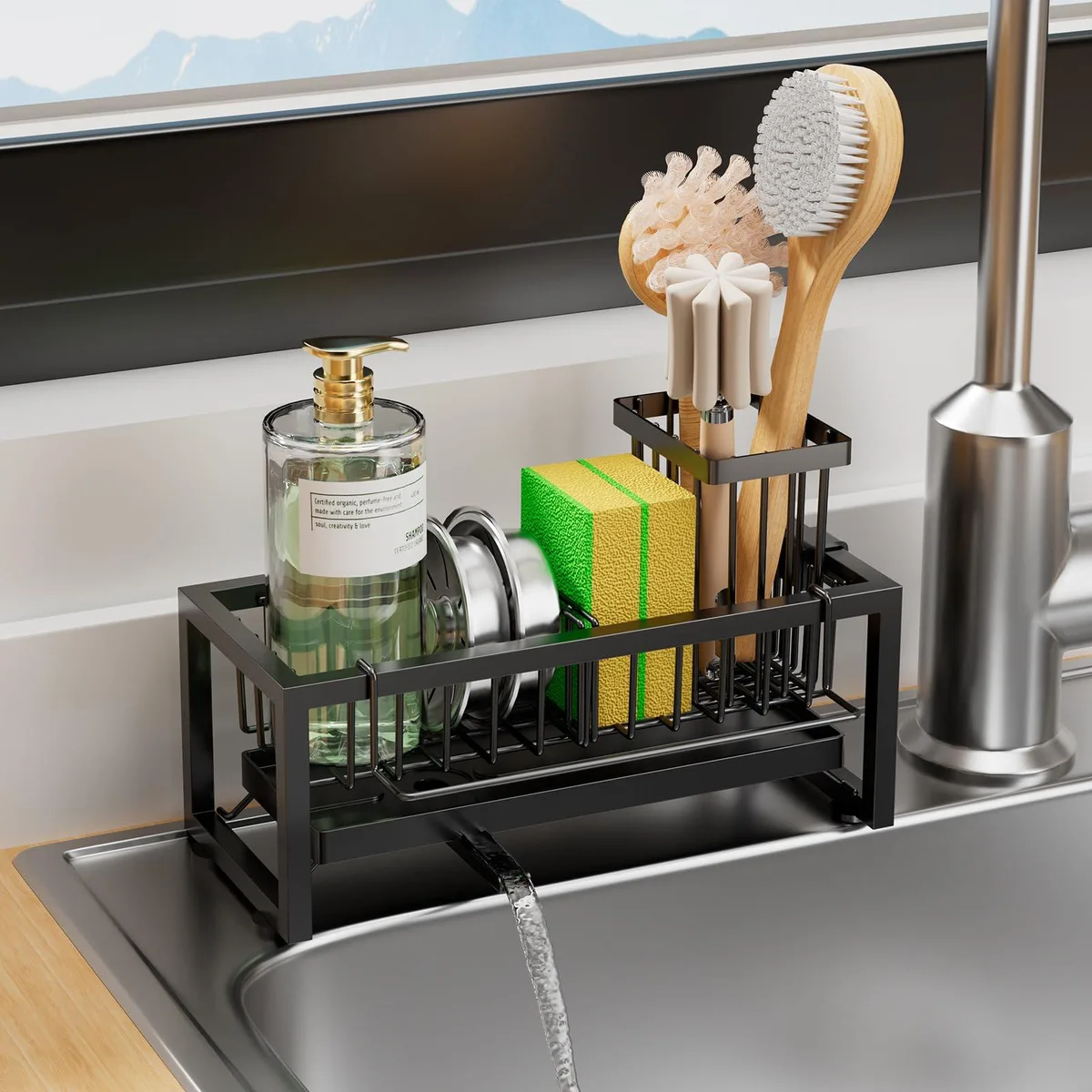 Sponge Holder Kitchen Sink 304 Stainless Steel Sink Caddy — product photo