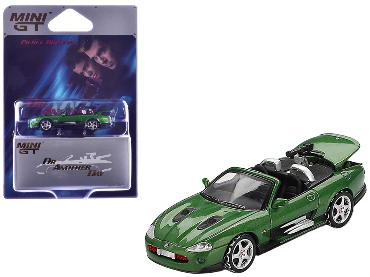 Mini GT Mini GT Jaguar XKR Green Metallic 007 James Bond "Die Another Day" (2002) 1/64 hobby collectible — product photo