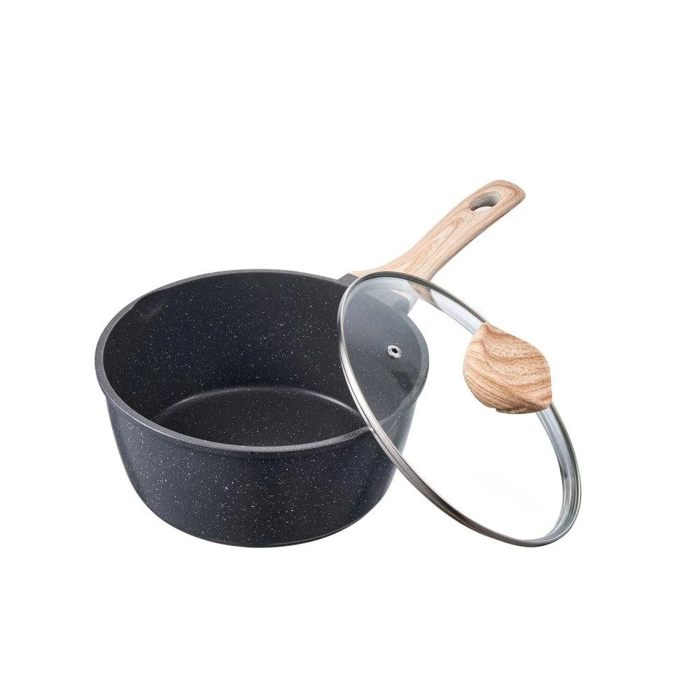 VEVOR VEVOR 2.5 QT Saucepan Black Maifan Stone Nonstick Detachable Handle Tempered Glass Lid — product photo