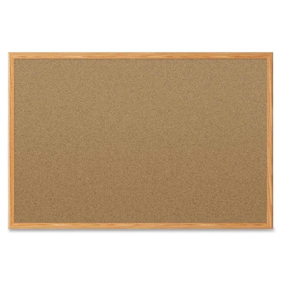 Rectangular cork board with oak aluminium frame, 36 by 24 inches