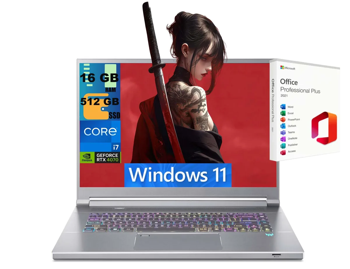 Acer America Acer Predator Triton 16 gaming laptop i7-13700H RTX 4070 16GB 512GB 16 240Hz Silver — product photo
