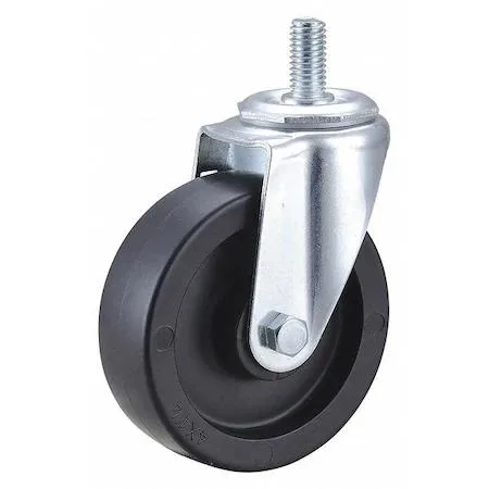 Zoro Select swivel stem caster with four inch polyolefin wheel and zinc plated steel frame