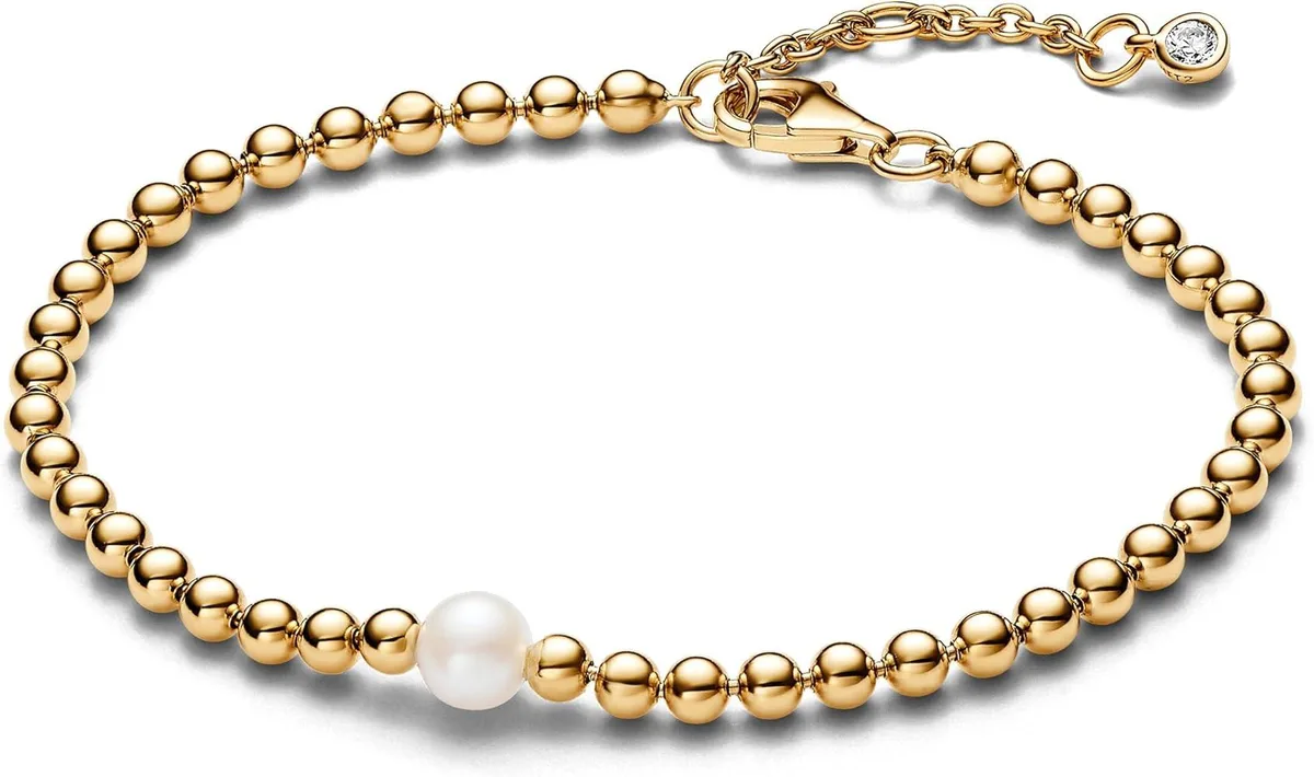 PANDORA PANDORA Treated Freshwater Cultured Pearl & Beads Bracelet 14k Gold — product photo