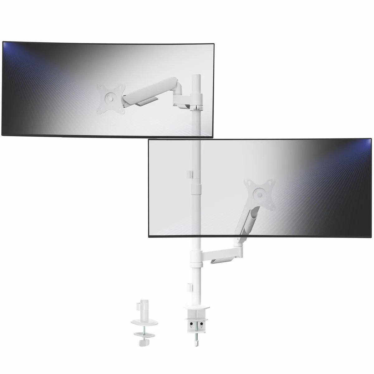 VIVO VIVO White Extra Tall Dual 17-32 Monitor Mechanical Spring Stand Desk Mount — product photo