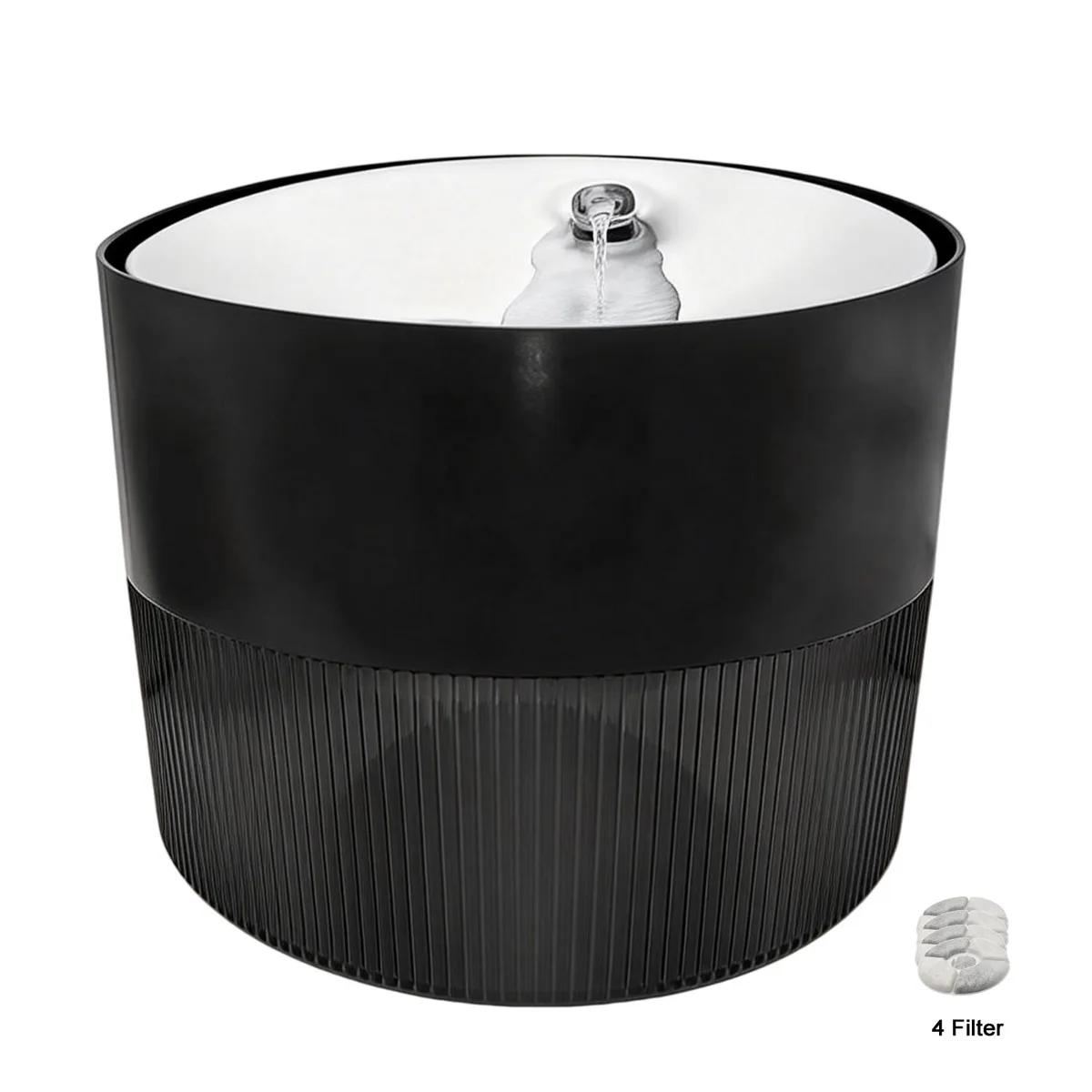 QLEE QLEE Automatic Pet Water Fountain 2.5L/84oz Stainless Steel Black 4 Filters — product photo